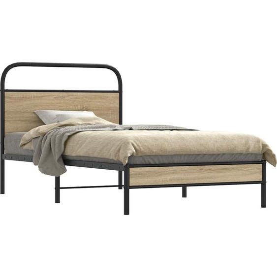 vidaXL Cadre de lit sans matelas 100x190 cm Chêne fumé Bois composite