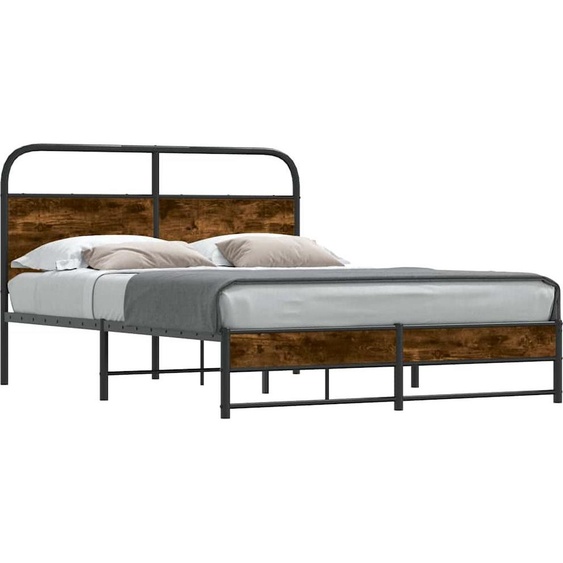 vidaXL Cadre de lit sans matelas 140x190 cm Chêne fumé Bois composite