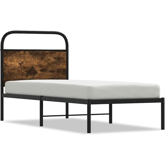 vidaXL Cadre de lit sans matelas 75x190 cm Chêne fumé Bois composite