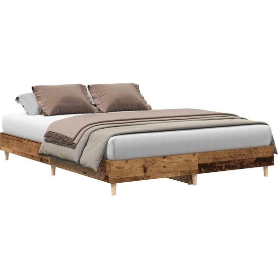 vidaXL Cadre de lit sans matelas aspect vieux bois 140x200cm bois composite