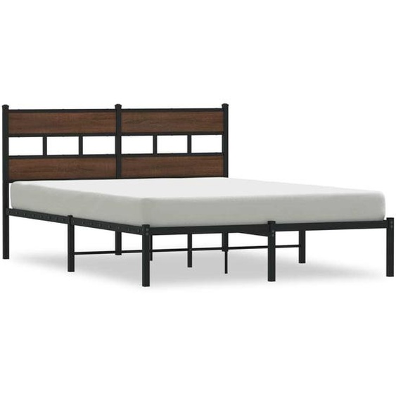 vidaXL Cadre de lit sans matelas avec tête de lit en chêne brun 140x190 cm