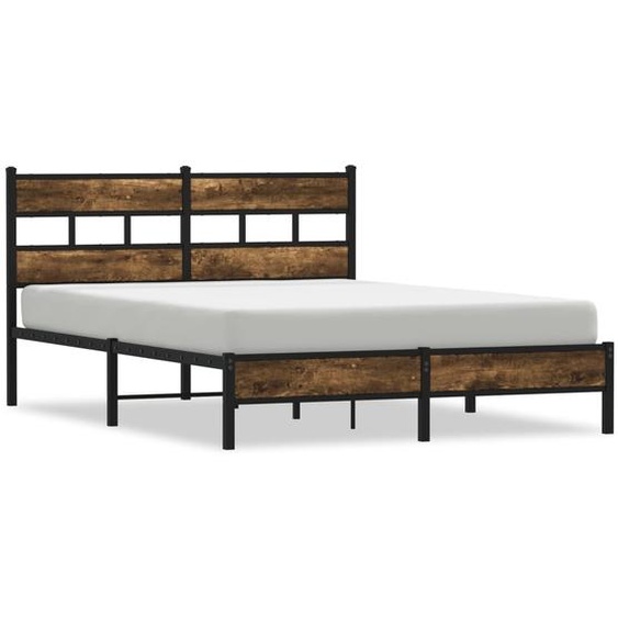 vidaXL Cadre de lit sans matelas avec tête de lit en chêne fumé 140x190 cm