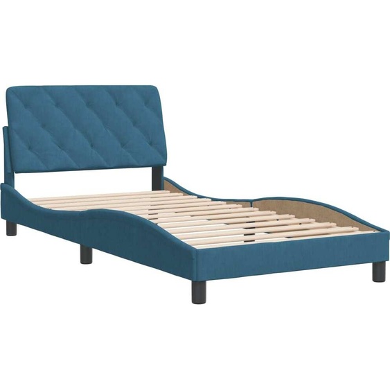 vidaXL Cadre de lit sans matelas bleu 100x200 cm velours
