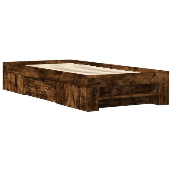 vidaXL Cadre de lit sans matelas chêne fumé 100x200 cm bois composite