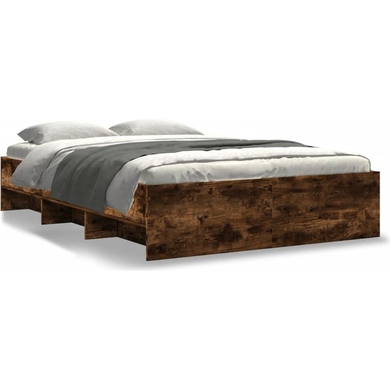 vidaXL Cadre de lit sans matelas chêne fumé 140x190 cm bois composite