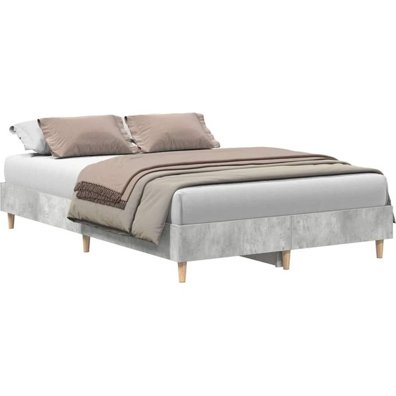 vidaXL Cadre de lit sans matelas gris béton 135x190 cm Bois composite