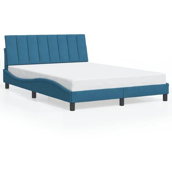 vidaXL Cadre de lit sans matelas Hanko bleu 140x200 cm velours