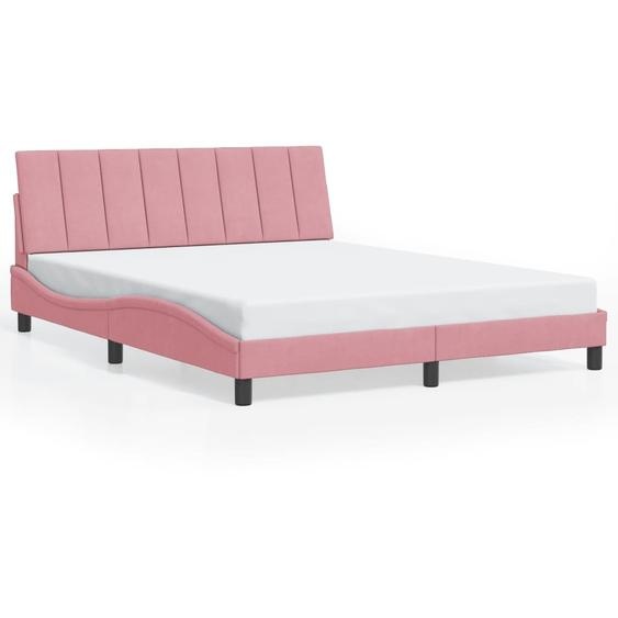 vidaXL Cadre de lit sans matelas Hanko rose 160x200 cm velours