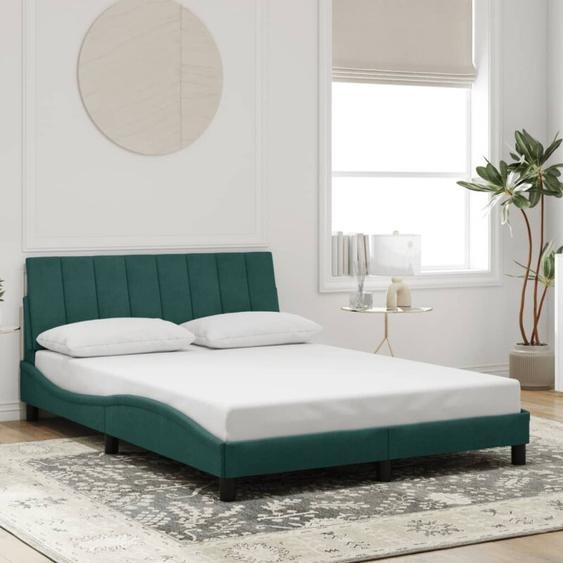 vidaXL Cadre de lit sans matelas Hanko vert foncé 140x200 cm velours