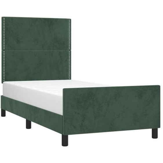 vidaXL Cadre de lit sans matelas vert foncé 100x200 cm velours