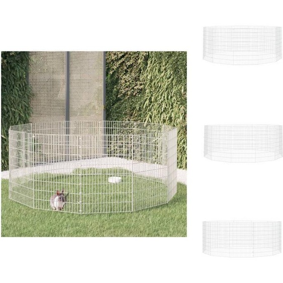 vidaXL Cage à lapins 12 panneaux 54x80 cm Fer galvanisé - Habitats & Enclos pour petits animaux