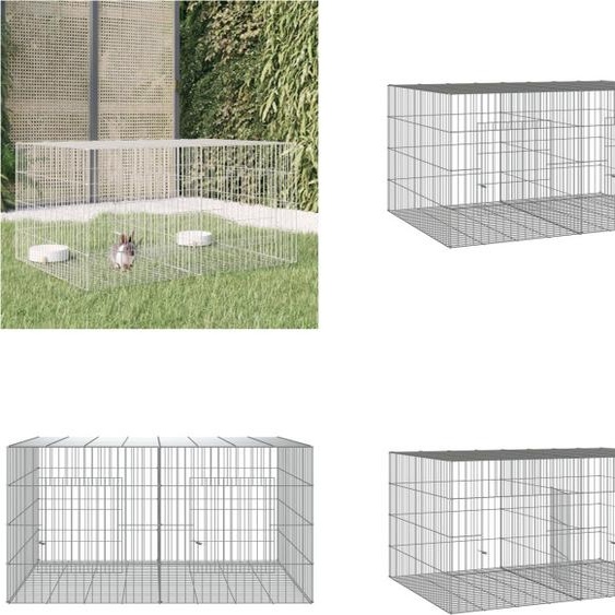 vidaXL Cage à lapins 2 panneaux 110x79x54 cm Fer galvanisé - Cage à lapins - Cages à lapins - Cage à lapins - Cage pour animaux domestiques