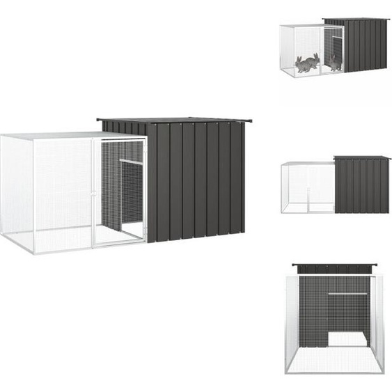 vidaXL Cage à lapins Anthracite 200x91x100 cm Acier galvanisé - Habitats & Enclos pour petits animaux
