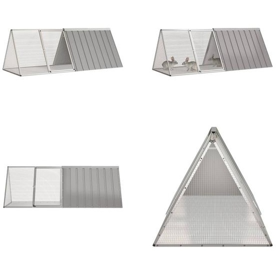 vidaXL Cage à lapins Gris 201,5x80,5x71 cm Acier galvanisé - Cage à lapins - Cages à lapins - Clapier à lapins