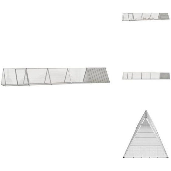 vidaXL Cage à lapins Gris 504,5x80,5x71 cm Acier galvanisé - Habitats & Enclos pour petits animaux