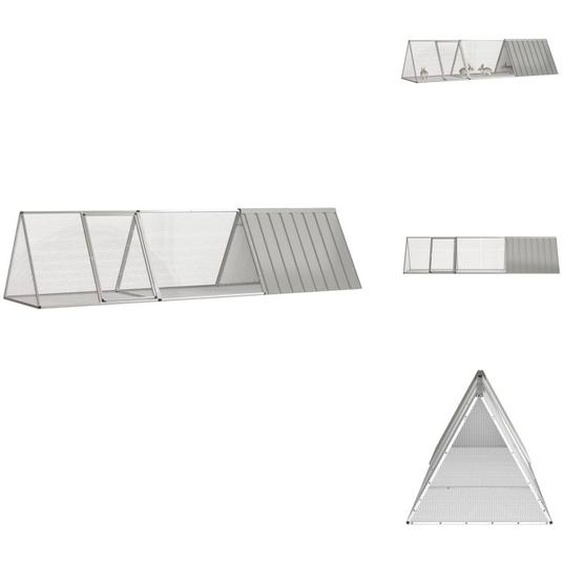 vidaXL Cage à lapins Grise 302,5x80,5x71 cm Acier galvanisé - Habitats & Enclos pour petits animaux