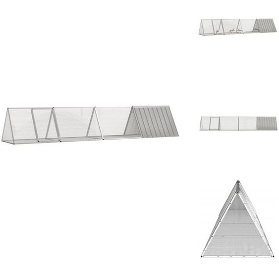 vidaXL Cage à lapins Grise 403,5x80,5x71 cm Acier galvanisé - Habitats & Enclos pour petits animaux