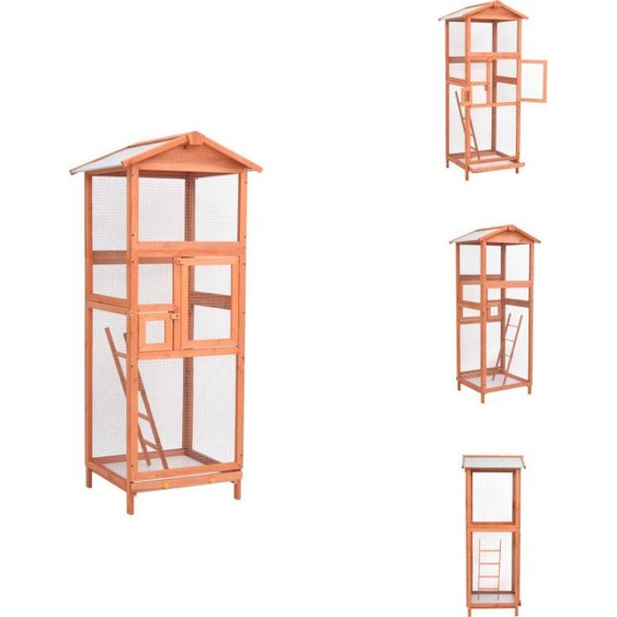 vidaXL Cage à oiseaux 68x62x166 cm Bois massif dépicéa - Habitats & Enclos pour petits animaux