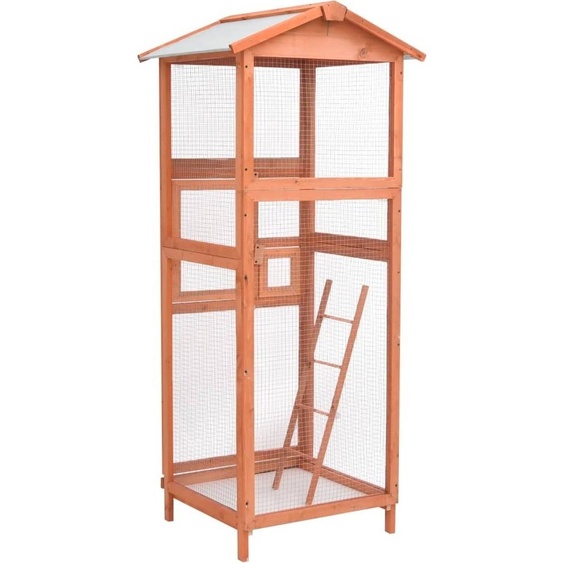 vidaXL Cage à oiseaux 68x62x166 cm bois massif épicéa