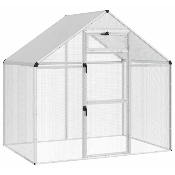 vidaXL Cage à oiseaux, argent, 181,5 x 112 x 173,5 cm