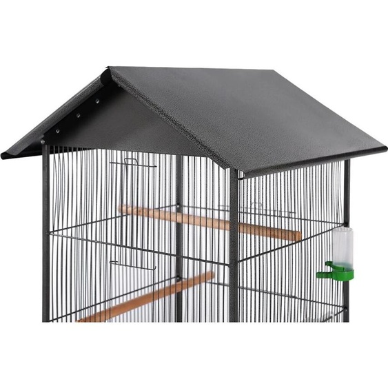 vidaXL Cage à oiseaux avec toit Acier noir 66x66x155 cm