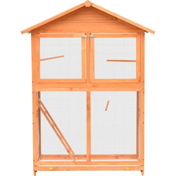 vidaXL Cage à oiseaux en pin & sapin 125,5x59,5x164 cm