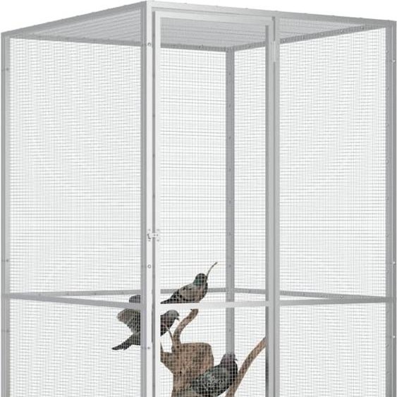 vidaXL Cage à oiseaux Gris 111x107x211,5 cm Acier galvanisé