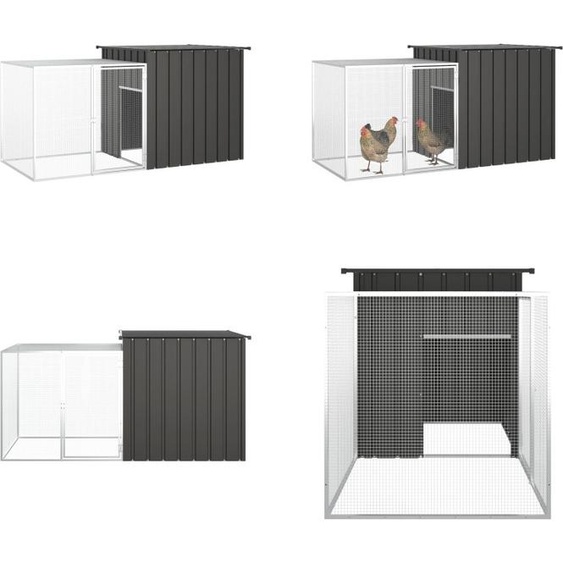 vidaXL Cage à poules Anthracite 200x91x100 cm Acier galvanisé - Cage à poules - Cages à poules - Poulailler - Poulailler dextérieur