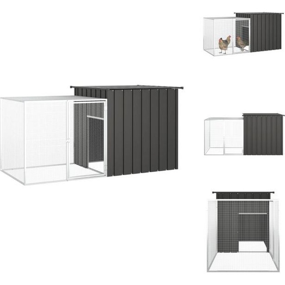 vidaXL Cage à poules Anthracite 200x91x100 cm Acier galvanisé - Habitats & Enclos pour petits animaux