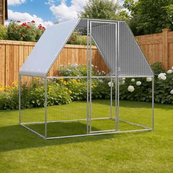 vidaXL Cage à poules argentée et grise 2x2x2 m Acier galvanisé