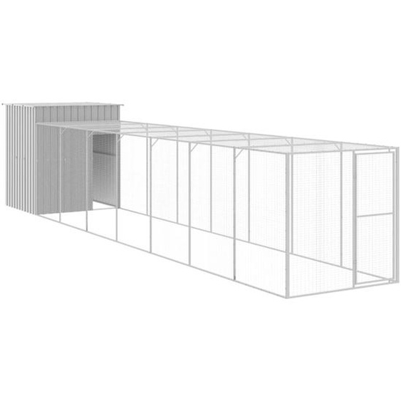 vidaXL Cage à poules avec enclos gris clair 165x863x181 cm Acier galvanisé