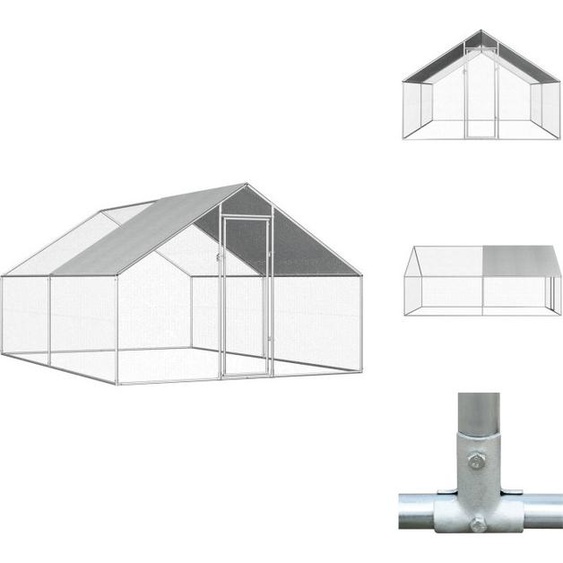 vidaXL Cage à poules dextérieur 2,75x4x1,92 m Acier galvanisé - Habitats & Enclos pour petits animaux