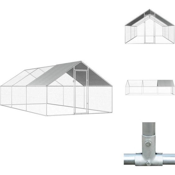 vidaXL Cage à poules dextérieur 2,75x6x1,92 m Acier galvanisé - Habitats & Enclos pour petits animaux