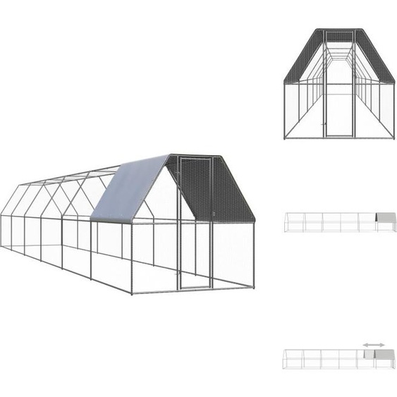 vidaXL Cage à poules dextérieur 2x12x2 m Acier galvanisé - Habitats & Enclos pour petits animaux