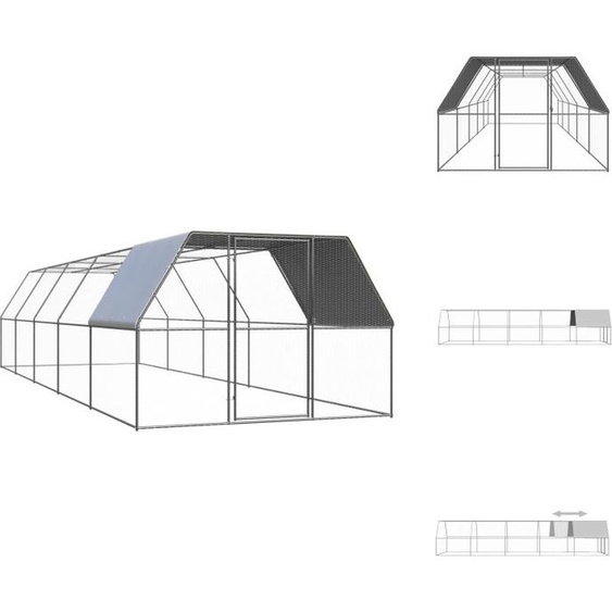 vidaXL Cage à poules dextérieur 3x10x2 m Acier galvanisé - Habitats & Enclos pour petits animaux