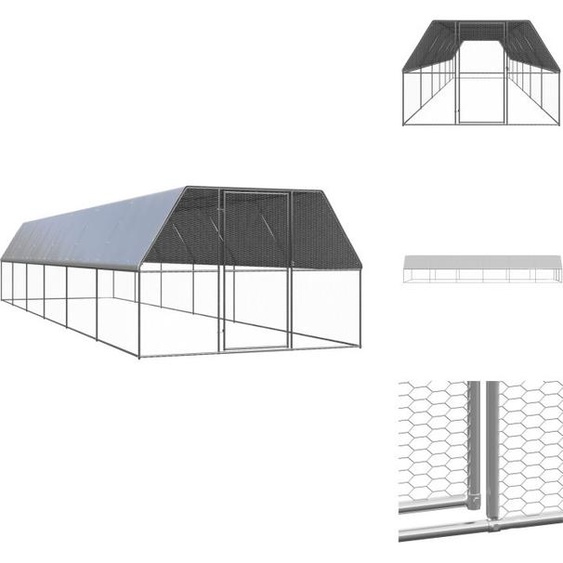 vidaXL Cage à poules dextérieur 3x12x2 m Acier galvanisé - Habitats & Enclos pour petits animaux