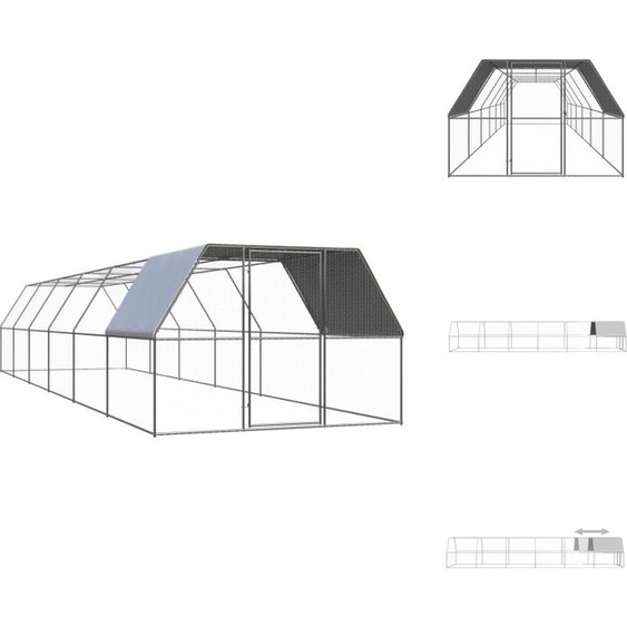 vidaXL Cage à poules dextérieur 3x12x2 m Acier galvanisé - Habitats & Enclos pour petits animaux
