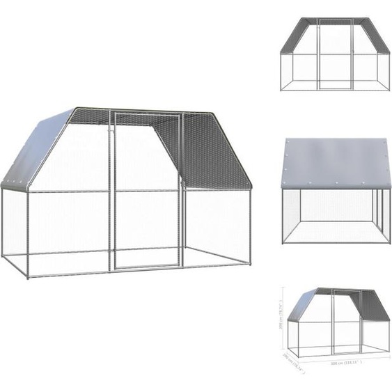 vidaXL Cage à poules dextérieur 3x2x2 m Acier galvanisé - Habitats & Enclos pour petits animaux