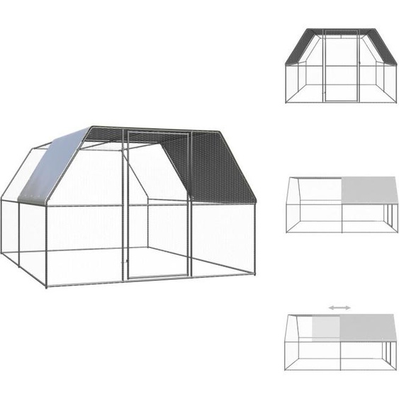 vidaXL Cage à poules dextérieur 3x4x2 m Acier galvanisé - Habitats & Enclos pour petits animaux