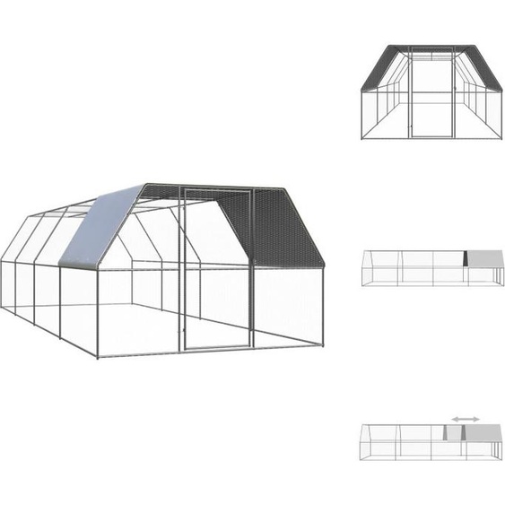 vidaXL Cage à poules dextérieur 3x8x2 m Acier galvanisé - Habitats & Enclos pour petits animaux