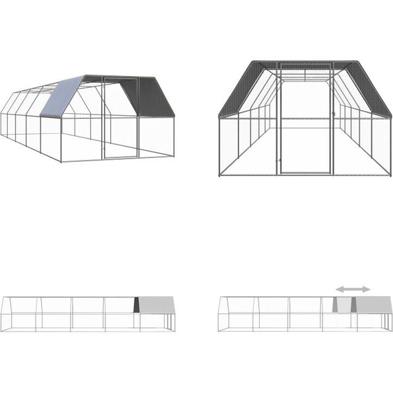 vidaXL Cage à poules extérieure 3x10x2 m Acier galvanisé - Cage à poules - Cages à poules - Poulailler extérieur - Poulaillers extérieurs