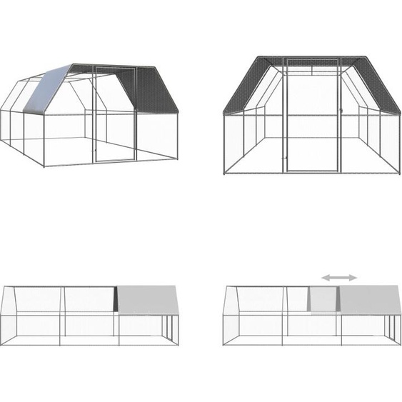 vidaXL Cage à poules extérieure 3x6x2 m Acier galvanisé - Cage à poules - Cages à poules - Poulailler extérieur - Poulaillers extérieurs