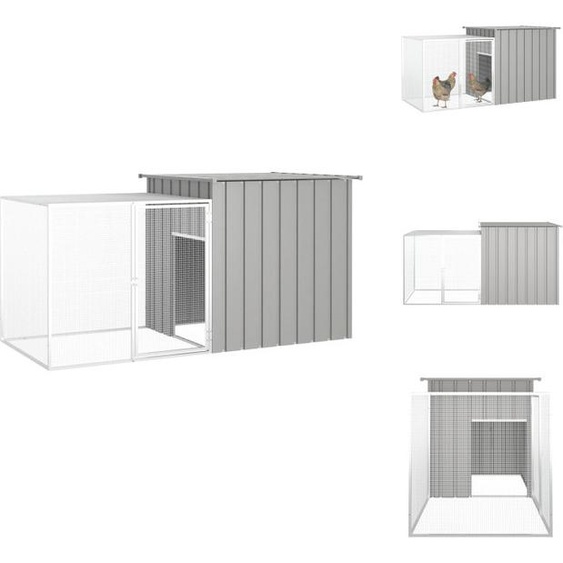 vidaXL Cage à poules Grise 200x91x100 cm Acier galvanisé - Habitats & Enclos pour petits animaux