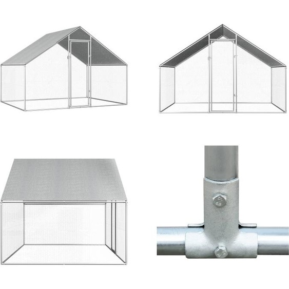 vidaXL Cage à poules Outdoor 2,75x2x1,92 m Acier galvanisé - Cage à poules - Cages à poules - Poulailler extérieur - Poulaillers extérieurs