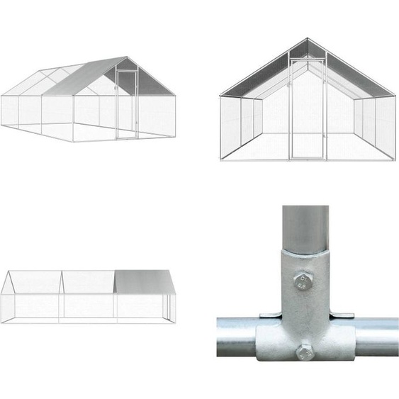 vidaXL Cage à poules Outdoor 2,75x6x1,92 m Acier galvanisé - Cage à poules - Cages à poules - Poulailler extérieur - Poulaillers extérieurs