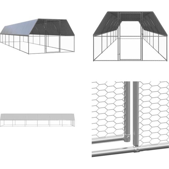 vidaXL Cage à poules Outdoor 3x12x2 m Acier galvanisé - Cage à poules - Poulailler Outdoor - Poulailler pour petits animaux