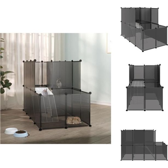 vidaXL Cage petits animaux noir 142x74x93 cm PP et acier - Habitats & Enclos pour petits animaux