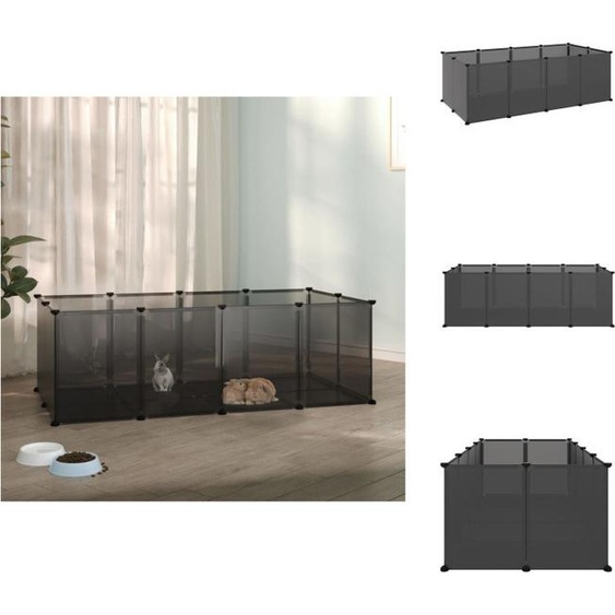 vidaXL Cage petits animaux noir 144x74x46,5 cm PP et acier - Habitat & Enclos pour petits animaux