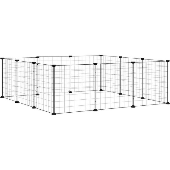 vidaXL Cage pour animaux domestiques 12 panneaux avec porte Noir 35x35 cm Acier