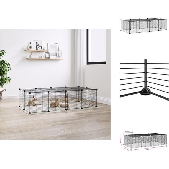 vidaXL Cage pour animaux domestiques 20 pièces avec porte Noir 35x35 cm Acier - Habitats & Enclos pour petits animaux